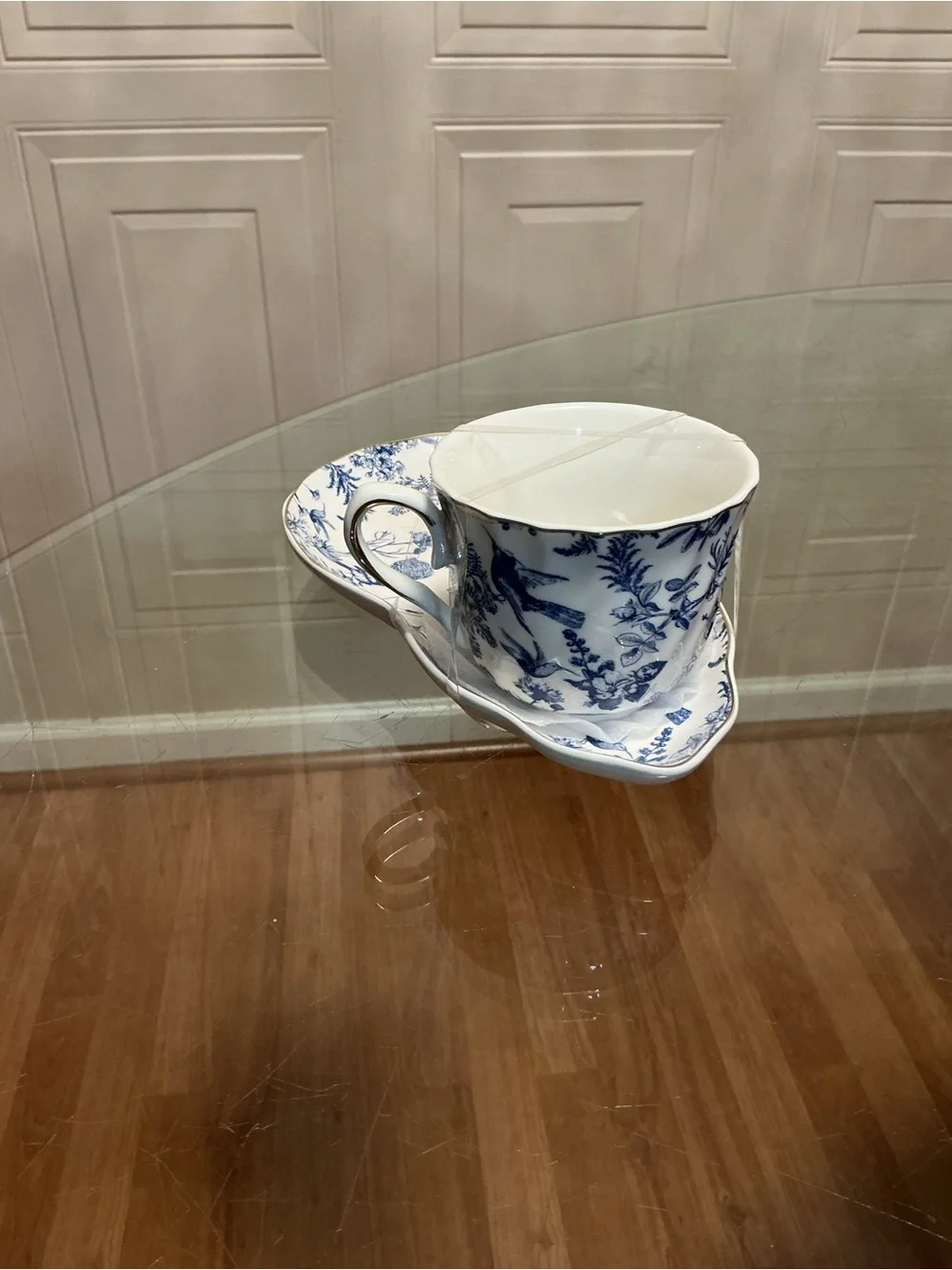 Grace Teaware Fine Porcelain Teacup & Snack Plate Set Floral Bird NEW